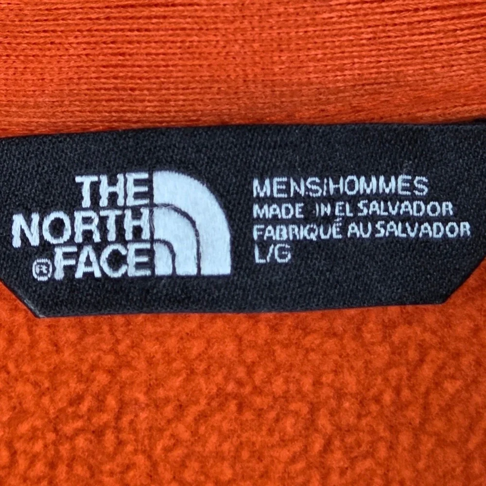 The North Face Fleece Jacket Mens L Full Zip Chest Pocket Brother's Logo Orange